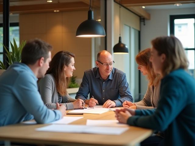 Een aantal medewerkers die het ontwerpproces van nieuwe zoutkamers bespreken